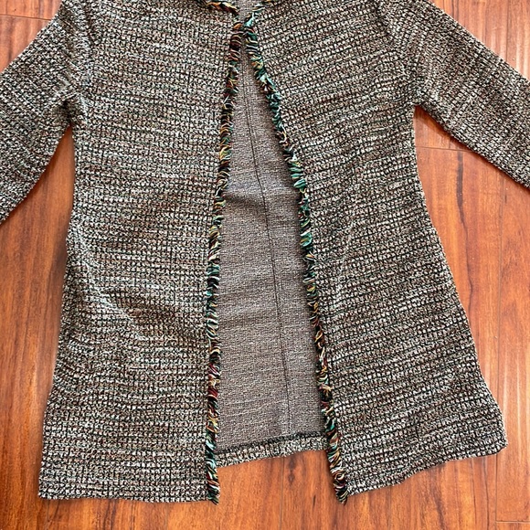 Zara Boucle Open Front Jacket Sz Medium - Picture 3 of 10